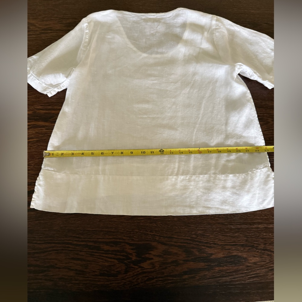 Flax White Linen top Oversized Boxy Short Sleeve Blouse - Picture 6 of 10